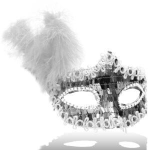 Maschera Paillettes Lusso Bianca  Accessorio Di Carnevale