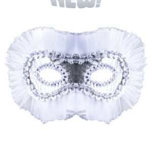 Maschera Artigianale Bianca Accessorio Di Carnevale - immagine 1