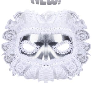 Maschera Artigianale Con Merletto Bianco Accessorio Di Carnevale - immagine 1
