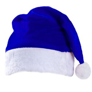 Cappello Natale Ciniglia Blu Accessorio Di Carnevale - immagine 1