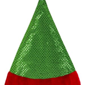 Cappello Natale Lusso Paillettes Verde Accessorio Di Carnevale - immagine 1