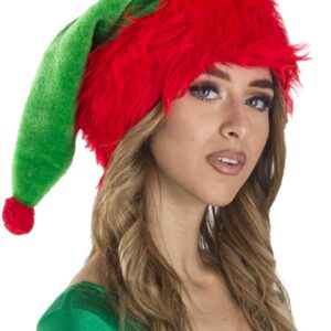 Cappello Babbo Natale Con Pelliccia A Pelo Lungo Verde Accessorio Di Carnevale