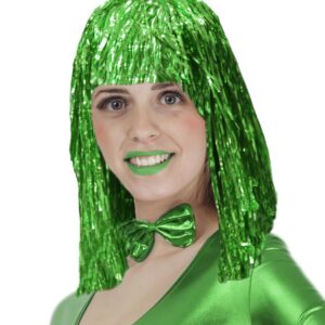 Parrucca Lurex Verde Accessorio Di Carnevale