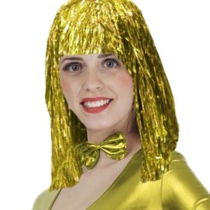 Parrucca Lurex Oro Accessorio Di Carnevale