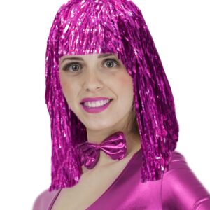 Parrucca Lurex Fuxia Accessorio Di Carnevale - immagine 1