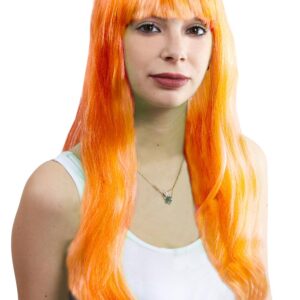 Parrucca Valentina Lunga Arancione Accessorio Di Carnevale