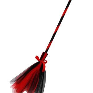 Scopa Di Tulle Bicolore Rosso/nero Accessorio Di Carnevale