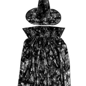Cappello+mantello Strega Argento Accessorio Di Carnevale