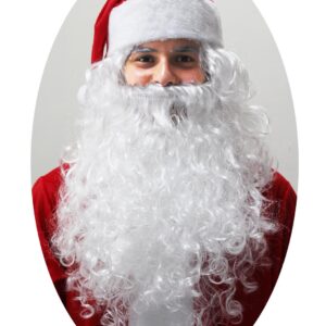 Set Parrucca+barba  Lusso Babbo Natale Accessorio Di Carnevale - immagine 1