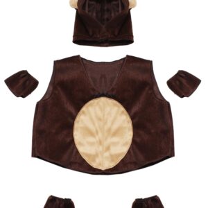 Set Scimmia + Gillet + Polsini + Scaldamuscoli Accessorio Di Carnevale - immagine 1