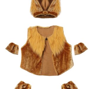 Leone Testa + Gillet + Polsini + Scaldamuscoli  Accessorio Di Carnevale - immagine 1