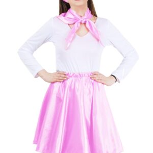 Set Anni 50 Rosa Di Raso Accessorio Di Carnevale - immagine 1