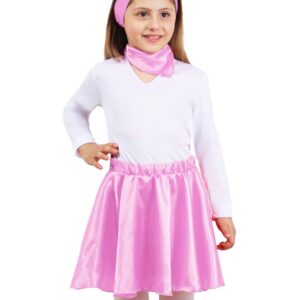 Set Anni 50 Rosa Bambina Di Raso Accessorio Di Carnevale - immagine 1