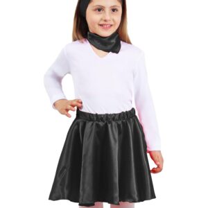 Set Anni 50 Nero Bambina Di Raso Accessorio Di Carnevale - immagine 1