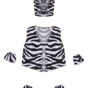 Set Zebra + Gilet + Polsini + Scaldamuscoli Accessorio Di Carnevale