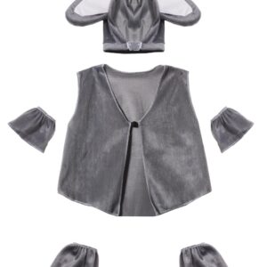 Set Elefante Testa + Gillet+ Polsino + Scalsamuscoli Accessorio Di Carnevale