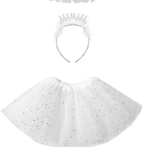 Set Gonna + Diadema Da Regina Bianca Accessorio Di Carnevale