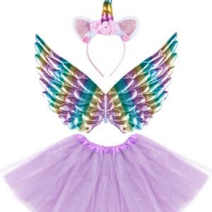 Set Unicorno Lilla 3pz.(cerchietto,ali E Gonna) Accessorio Di Carnevale