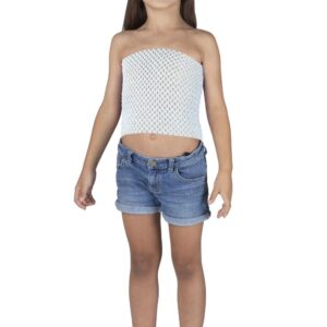 Top Elastico Tinta Unita Celeste Accessorio Di Carnevale