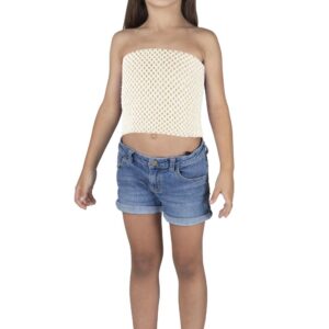 Top Elastico Tinta Unita Panna Accessorio Di Carnevale - immagine 1