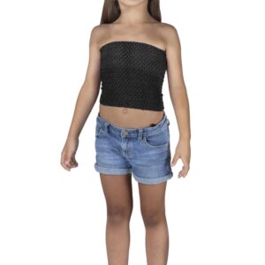 Top Elastico Tinta Unita Nero Accessorio Di Carnevale - immagine 1