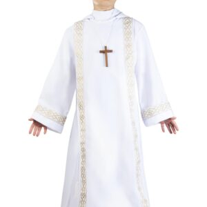 Tunica Con Cappuccio E Scapolare Prima Comunione Accessorio Di Carnevale - immagine 1