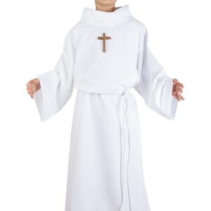 Tunica Prima Comunione Con Cappuccio Accessorio Di Carnevale