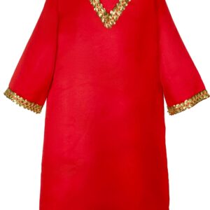 Tunica Raso Rosso Con Passamaneria Pailettes Bambino/a Accessorio Di Carnevale