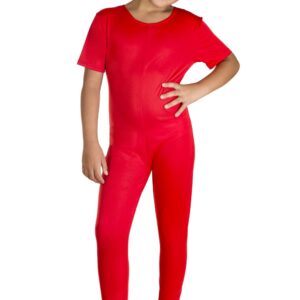 Tuta Girocollo Mezza Manica Rossa Bambina Accessorio Di Carnevale - immagine 1