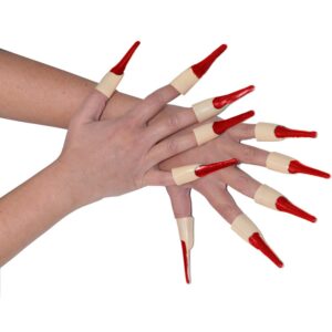 Unghie Strega Rosse Accessorio Di Carnevale - immagine 1