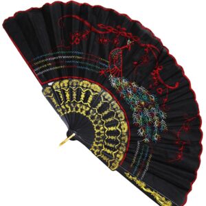 Ventaglio Ricamato Nero-rosso Accessorio Di Carnevale