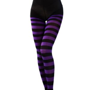 Collant Riga Nero Viola Accessorio Di Carnevale - immagine 1