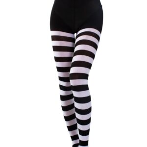 Collant Riga Bianco Nero  Accessorio Di Carnevale - immagine 1