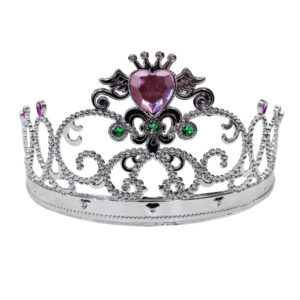 Corona Principessa Argento - Rosa Accessorio Di Carnevale - immagine 1