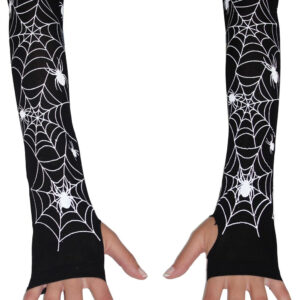 Guanti Stampa Ragnatela Accessorio Di Carnevale - immagine 1