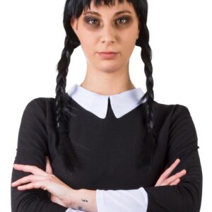 Parrucca Trecce Nera Accessorio Di Carnevale - immagine 1