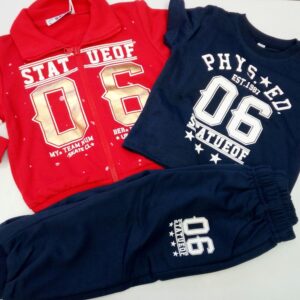 COMPLETO TUTA 3 PZ GIACCHETTINA CON STAMPA + MAGLIETTA MANICA CORTA + PANTALONE