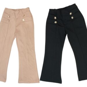 pantalone elasticizzato a zampa bambina - immagine 1