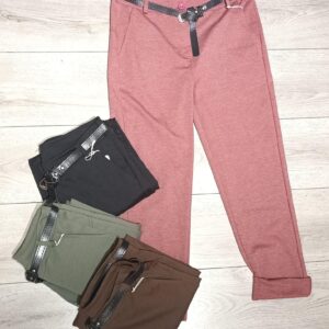 PANTALONE DONNA CON CINTURA ECOPELLE