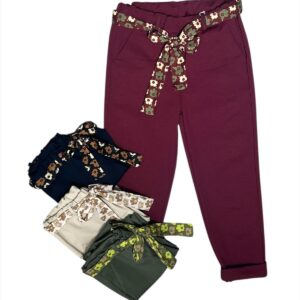 PANTALONE COTONE CON CINTURA FLOREALE