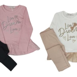 completo 2 pezzi bambina t-shirt in cotone +leggings - immagine 1