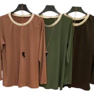 BLUSA DONNA A TINTA UNITA CON SCOLLO ROTONDO IN LUREX