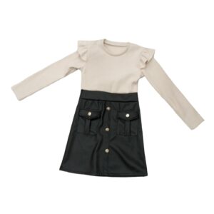 vestito bambina con gonna in ecopelle