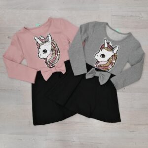 VESTITO BIMBA UNICORNO IN CALDO COTONE - immagine 1