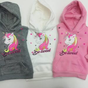 FELPA BIMBA UNICORNO C/CAPPUCCIO - immagine 1