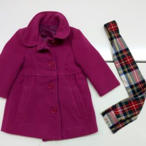 CAPPOTTINO BIMBA CON BOTTONI + SCIARPA SCOZZESE