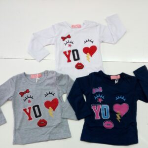 MAGLIA BIMBA GIROCOLLO CON CUORI E STRASS