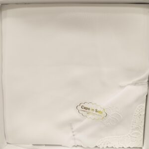 FAZZOLETTO BATTESIMALE CAPO IN SETA  PANNA CON RICAMO