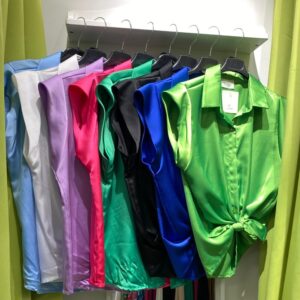 CAMICIA SMANICATA IN RASO