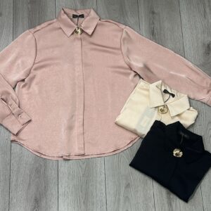 CAMICIA IN RASO CON SPILLA GIOIELLO - immagine 1